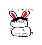 Fluffy Glasses Rabbit（個別スタンプ：35）