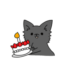 誕生日祝い 黒い犬ピッピとパピヨンぱぴ子（個別スタンプ：1）