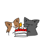 誕生日祝い 黒い犬ピッピとパピヨンぱぴ子（個別スタンプ：38）