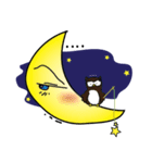 Moon and the owl（個別スタンプ：36）