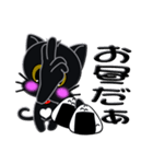 ハート柄の黒猫（手話編）（個別スタンプ：2）