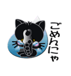 ハート柄の黒猫（手話編）（個別スタンプ：20）