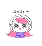 ピンク頭のガン見ちゃん（個別スタンプ：9）