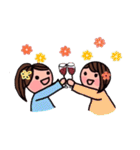 女の子と犬と猫（個別スタンプ：3）