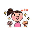 女の子と犬と猫（個別スタンプ：12）