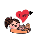 女の子と犬と猫（個別スタンプ：24）