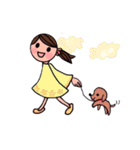 女の子と犬と猫（個別スタンプ：32）