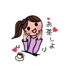 女の子と犬と猫（個別スタンプ：36）
