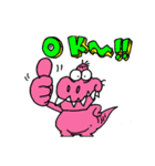 ピンク恐竜（個別スタンプ：9）