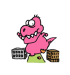ピンク恐竜（個別スタンプ：36）