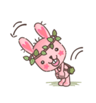 Hare Hooray - Pink Bunny with Leaf Crown（個別スタンプ：2）