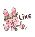 Hare Hooray - Pink Bunny with Leaf Crown（個別スタンプ：3）