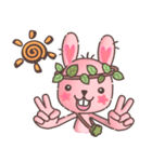 Hare Hooray - Pink Bunny with Leaf Crown（個別スタンプ：7）