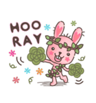 Hare Hooray - Pink Bunny with Leaf Crown（個別スタンプ：8）