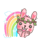 Hare Hooray - Pink Bunny with Leaf Crown（個別スタンプ：13）