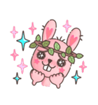 Hare Hooray - Pink Bunny with Leaf Crown（個別スタンプ：14）