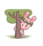 Hare Hooray - Pink Bunny with Leaf Crown（個別スタンプ：18）