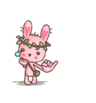 Hare Hooray - Pink Bunny with Leaf Crown（個別スタンプ：20）