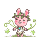 Hare Hooray - Pink Bunny with Leaf Crown（個別スタンプ：25）