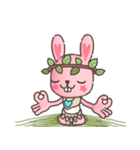 Hare Hooray - Pink Bunny with Leaf Crown（個別スタンプ：26）