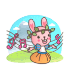 Hare Hooray - Pink Bunny with Leaf Crown（個別スタンプ：32）