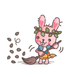 Hare Hooray - Pink Bunny with Leaf Crown（個別スタンプ：33）