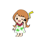 毎日使えるハワイアンガールの挨拶スタンプ（個別スタンプ：24）
