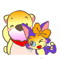 [LINEスタンプ] a bear and a catの画像（メイン）