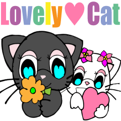 [LINEスタンプ] Lovely Cat Vol.1 白ねこ姫と黒ねこ執事の画像（メイン）