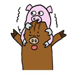 [LINEスタンプ] Calm Boar and excitable Pigの画像（メイン）