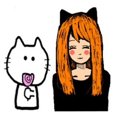 [LINEスタンプ] 少女と猫の画像（メイン）