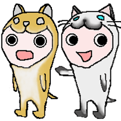 [LINEスタンプ] 柴犬とシャム猫と忍者