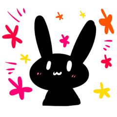 [LINEスタンプ] 黒うさぎちゃんがわいわいするスタンプの画像（メイン）