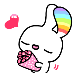 [LINEスタンプ] Happy Rainbow Rabbit ( Japan )