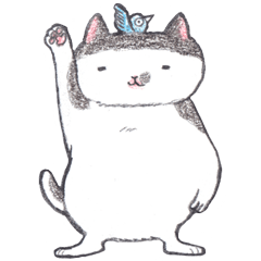 [LINEスタンプ] fat cat and blue bird