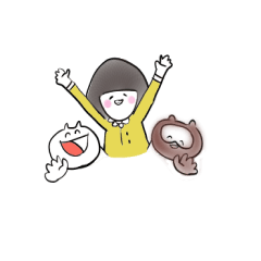 [LINEスタンプ] タヌキとネコと女の子