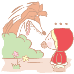 [LINEスタンプ] Cute red girl with Wolf story tale