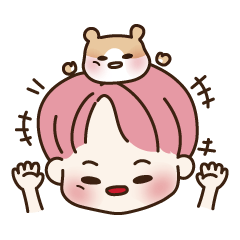 [LINEスタンプ] pink hair boy 'shushu'