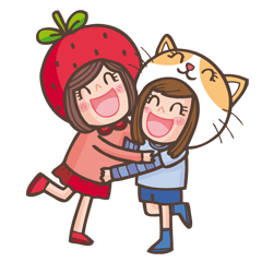 [LINEスタンプ] Strawberry and Cat girls