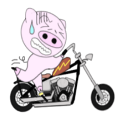 [LINEスタンプ] 立派なバイカーになった豚さんです