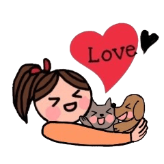 [LINEスタンプ] 女の子と犬と猫