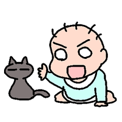 [LINEスタンプ] 赤子と猫・日本語バージョンの画像（メイン）