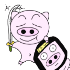 [LINEスタンプ] 豚が侍と忍者になりましたの画像（メイン）