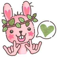 [LINEスタンプ] Hare Hooray - Pink Bunny with Leaf Crown