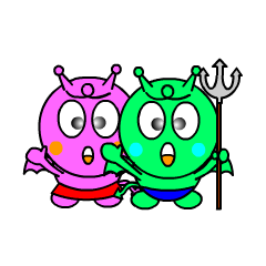 [LINEスタンプ] Green-devil ＆ Pink-devile